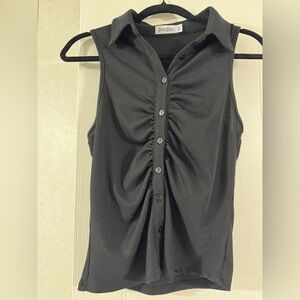 Roommates Black Sleeveless Button-Down Shirt
